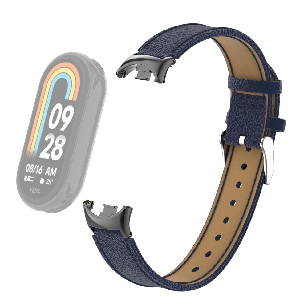 For Xiaomi Smart Band 8 Genuine Cow Leather Watch Band Litchi Texture Watch Strap with Connector For Xiaomi Smart Band 8 Genuine Cow Leather Watch Band Litchi Texture Watch Strap with Connector